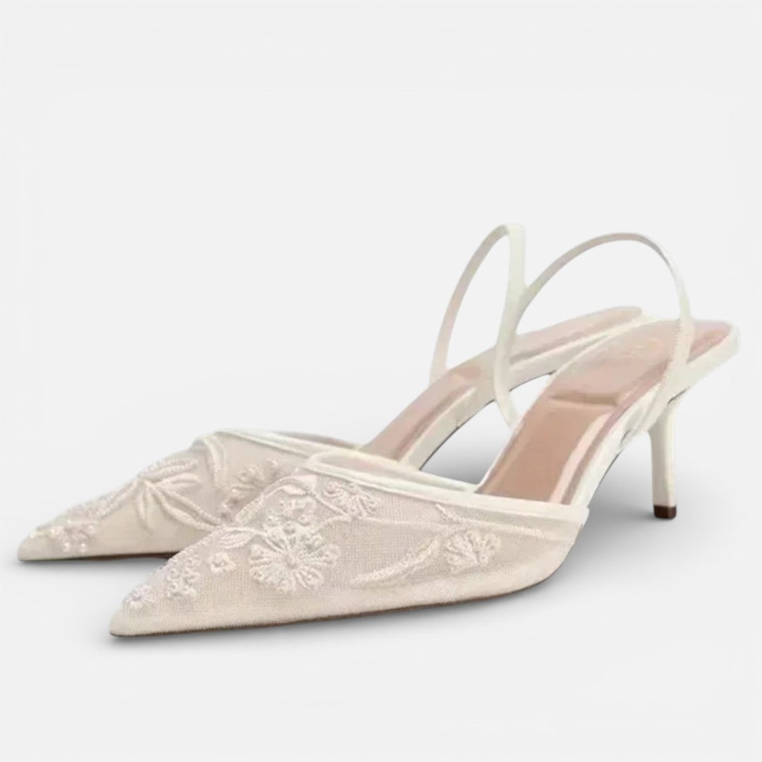 Vellouran | Women's Embroidered Mesh Heels