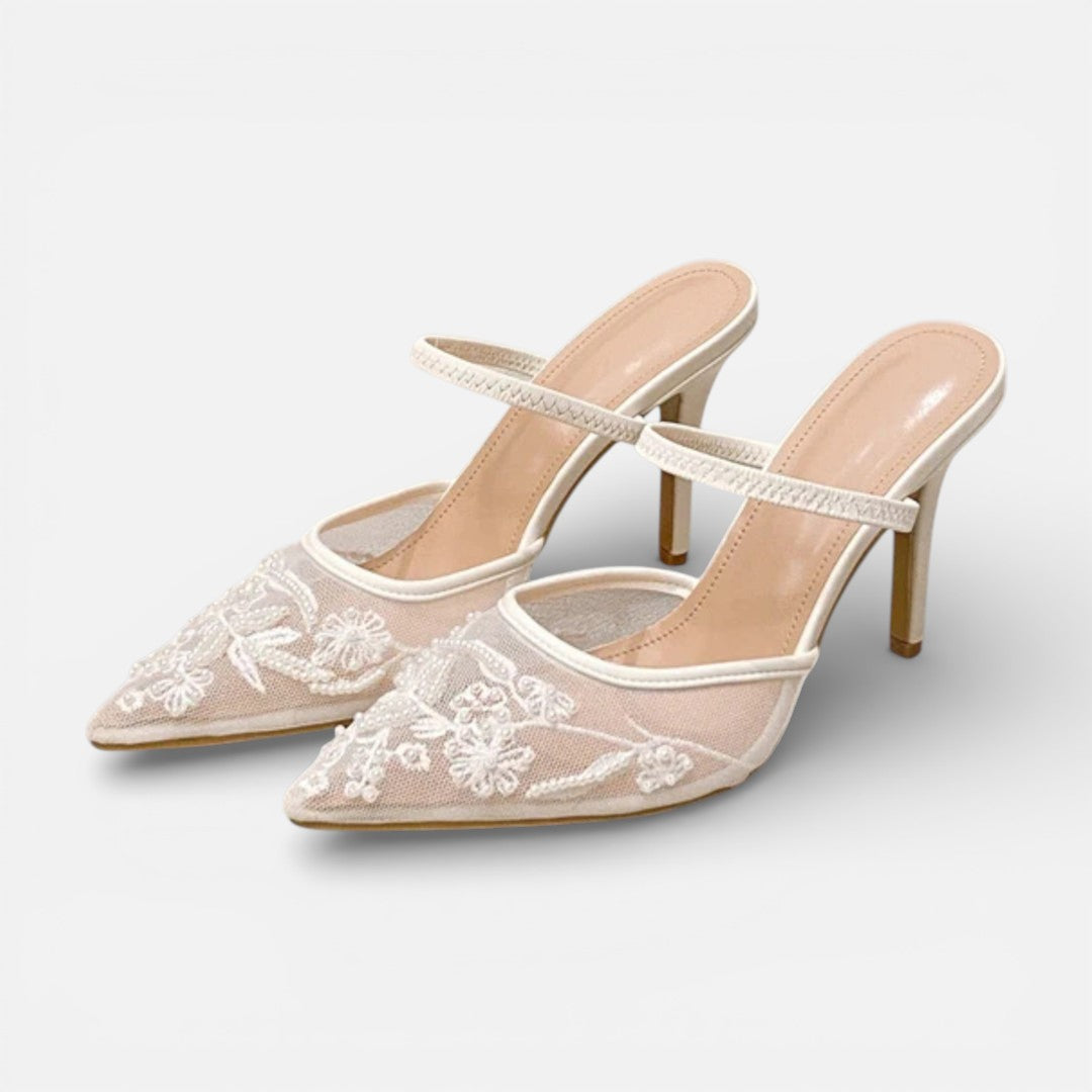 Vellouran | Women's Embroidered Mesh Heels