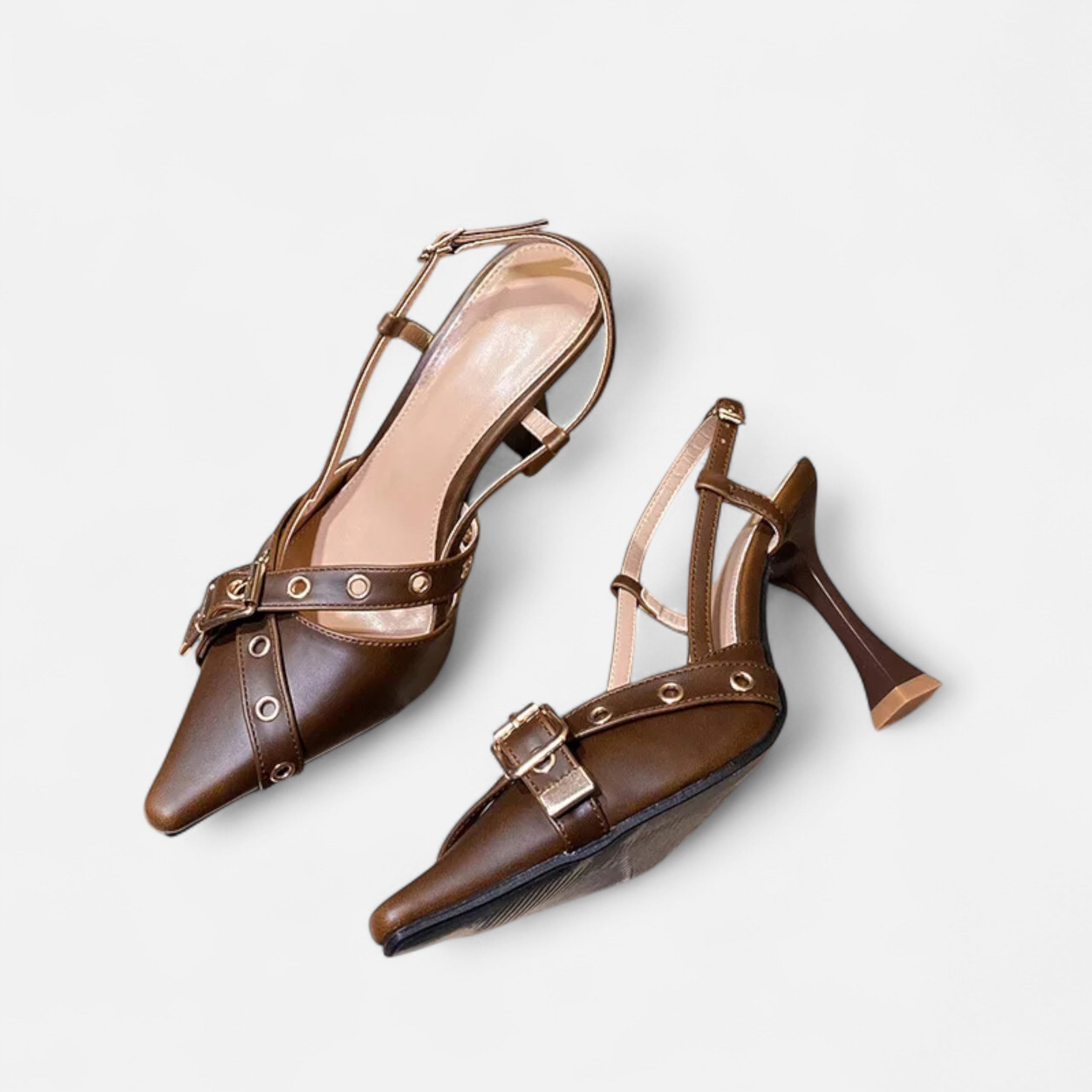 Vellouran | Cross Strap Belt Buckle Stiletto Heels