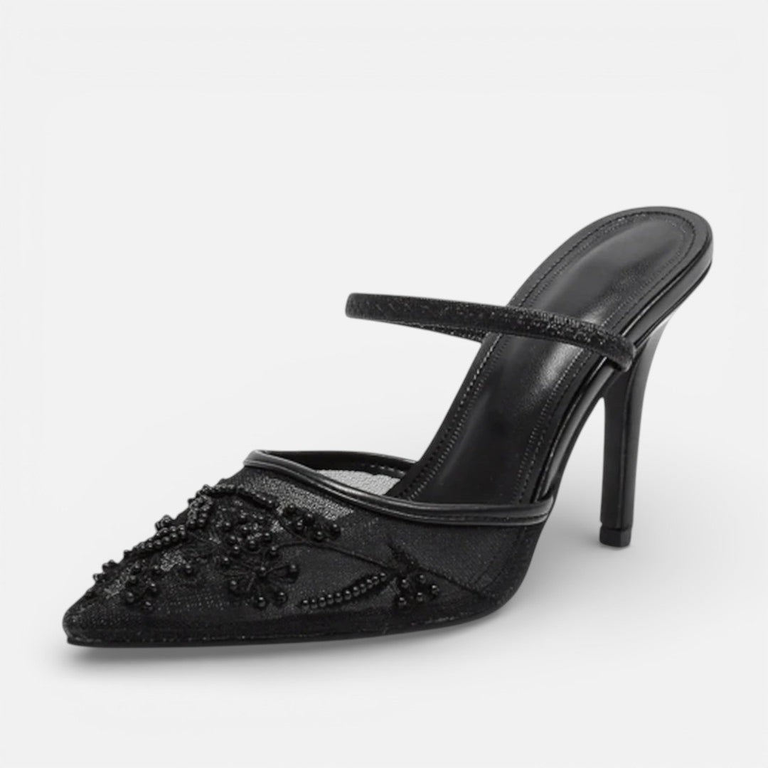 Vellouran | Women's Embroidered Mesh Heels