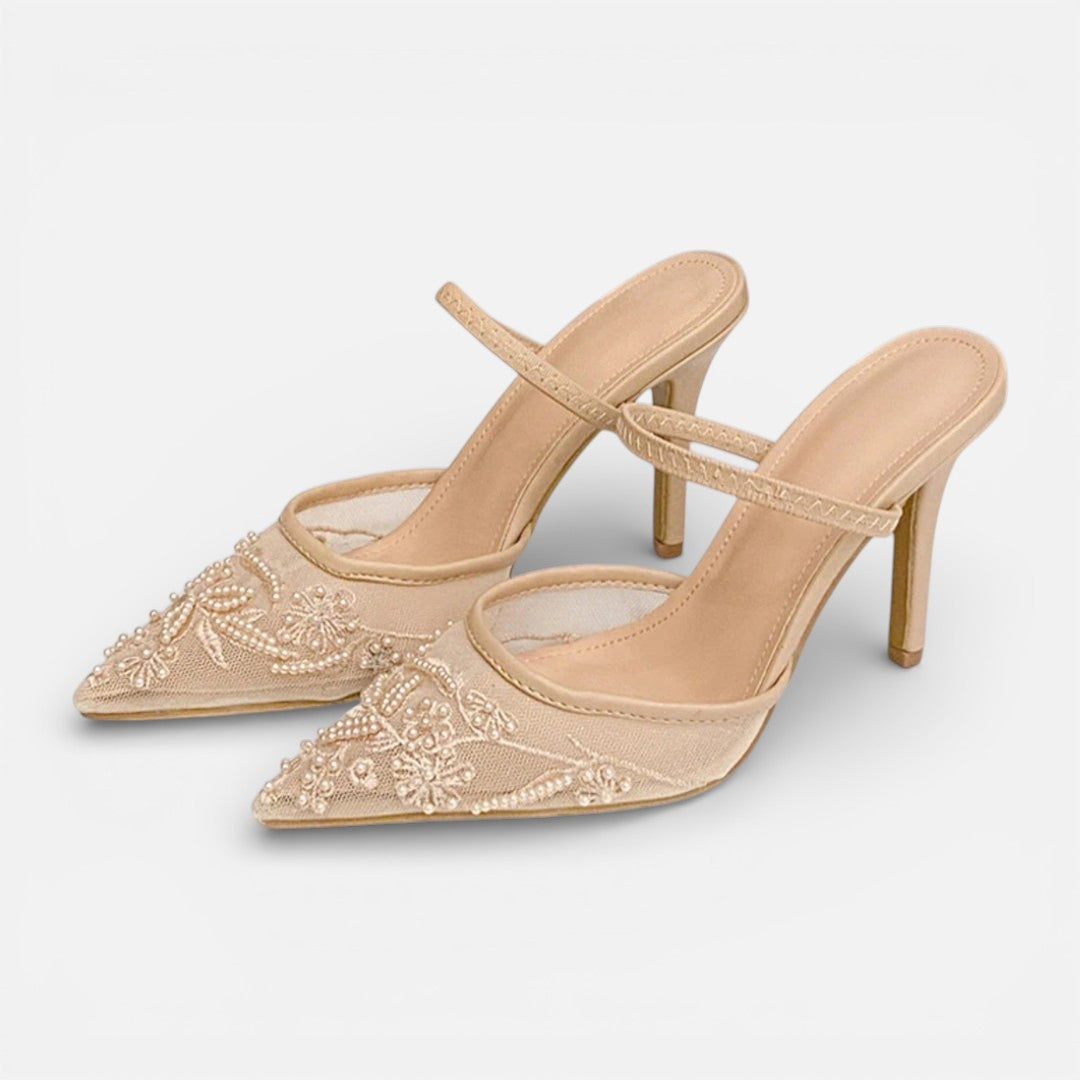 Vellouran | Women's Embroidered Mesh Heels