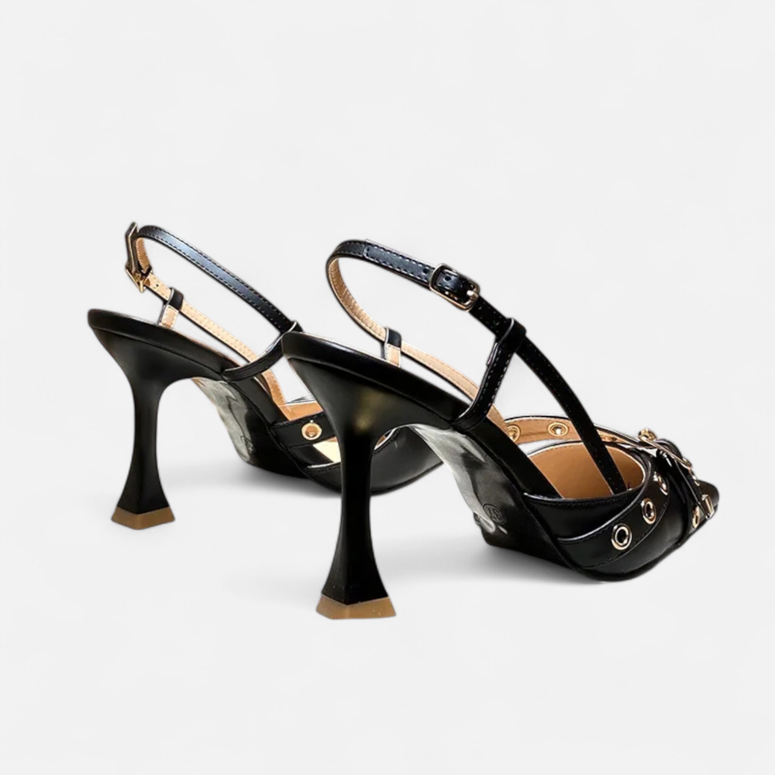 Vellouran | Cross Strap Belt Buckle Stiletto Heels