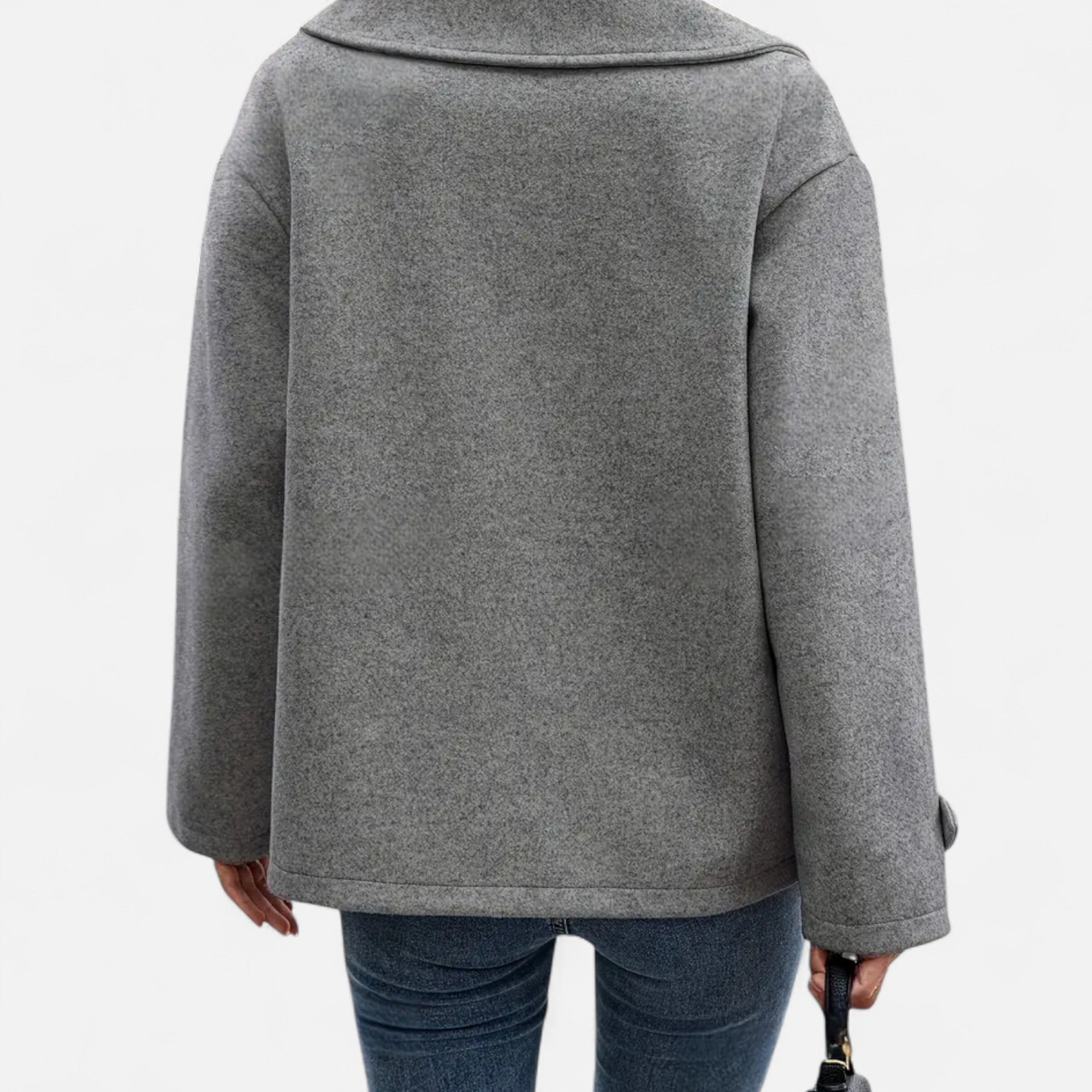 Vellouran | Women’s Elegant Grey Double-Breasted Coat