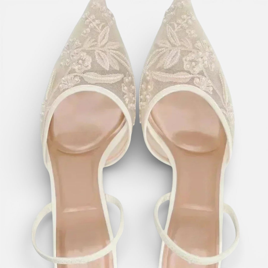 Vellouran | Women's Embroidered Mesh Heels