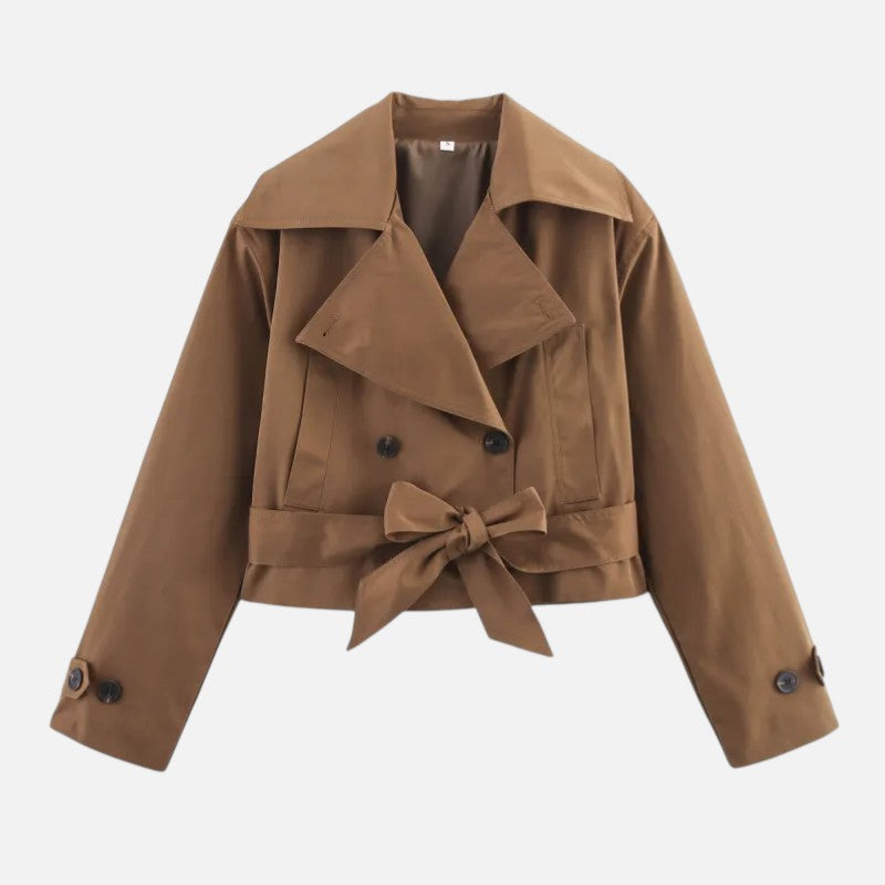 Vellouran | Women's Cropped Belted Spring Trenchcoat