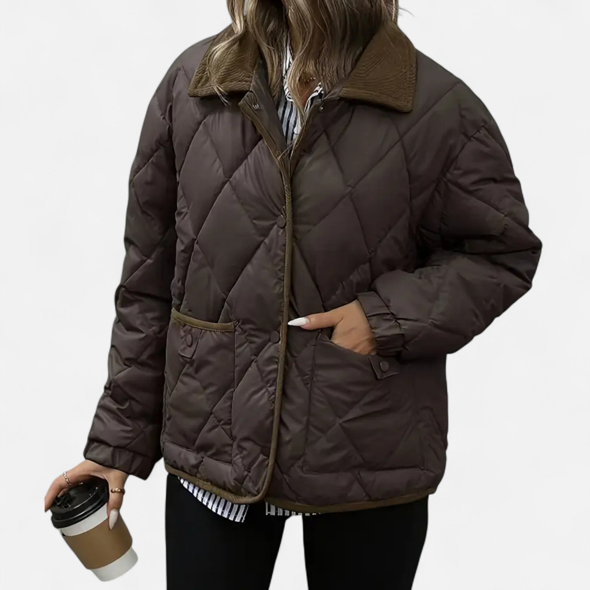 Vellouran | Women’s Brown Quilted Jacket