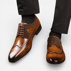 Vellouran | Men's Formal Oxford Dress Shoes with Glossy Look and Wingtip Detail