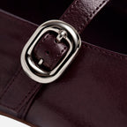 Vellouran | Women's Polished Burgundy Mary Jane Flats