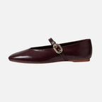 Vellouran | Women's Polished Burgundy Mary Jane Flats