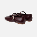 Vellouran | Women's Polished Burgundy Mary Jane Flats