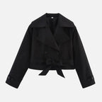 Vellouran | Women's Cropped Belted Spring Trenchcoat