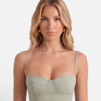 Vellouran | Women's Elegant Corset Midi Dress with Adjustable Straps