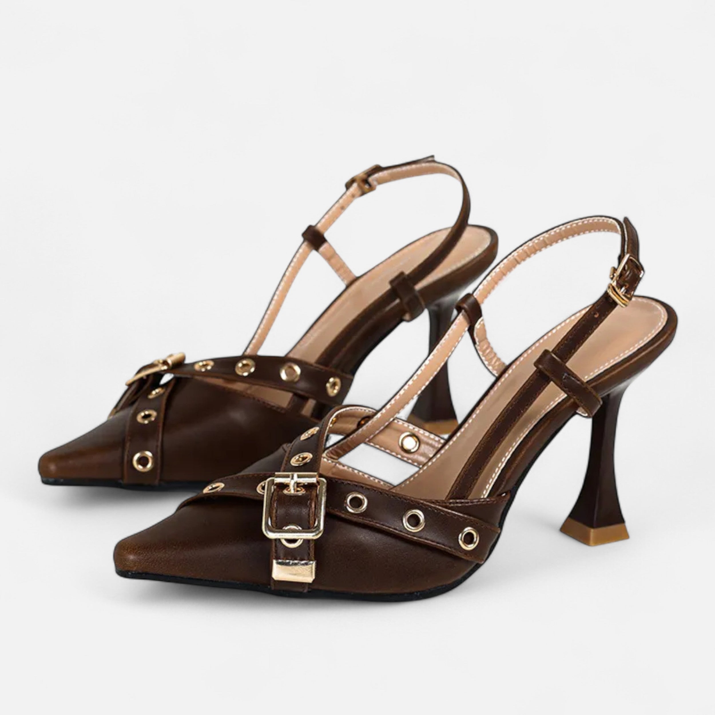 Vellouran | Cross Strap Belt Buckle Stiletto Heels