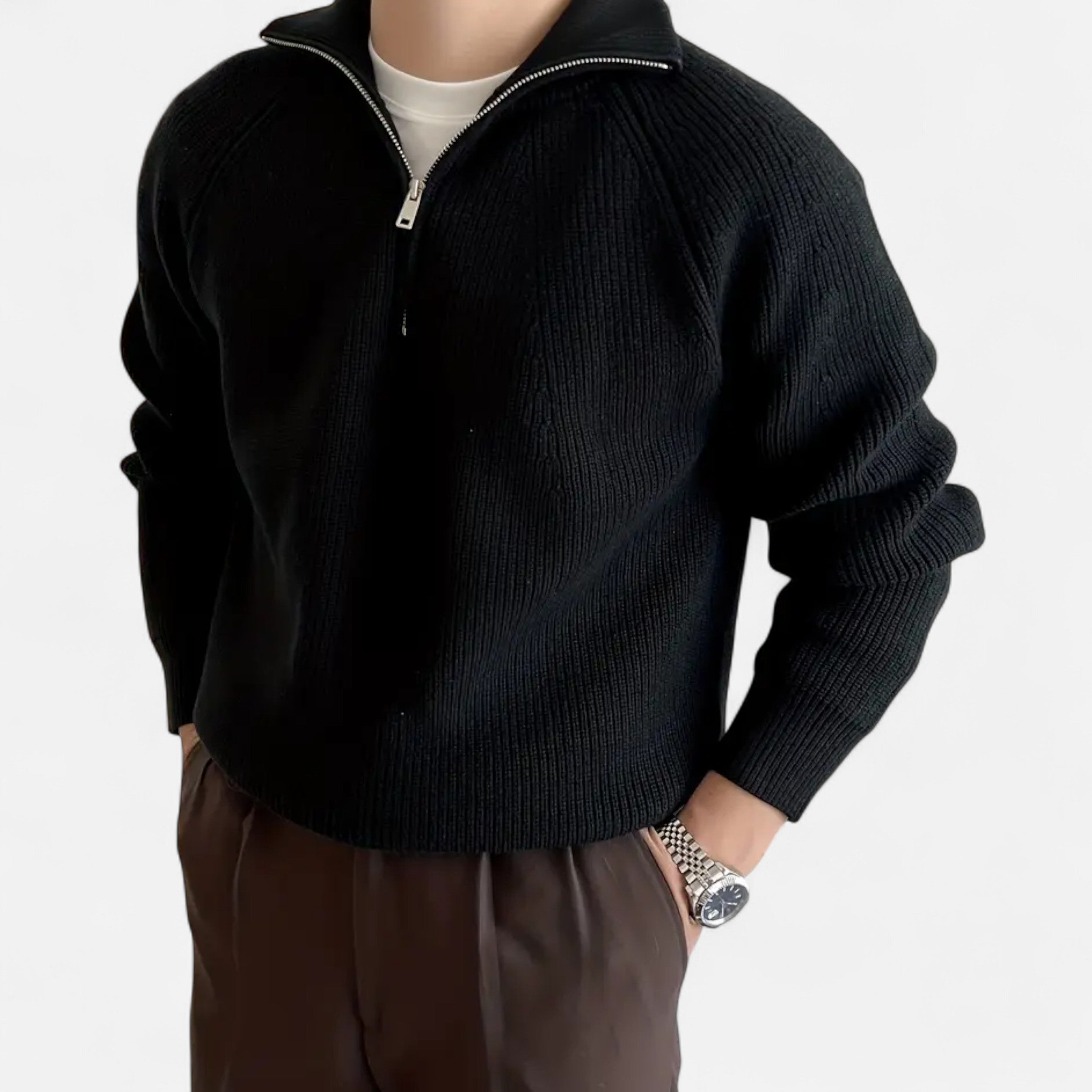 Vellouran | Men’s Relaxed Half Zip Knit Sweater