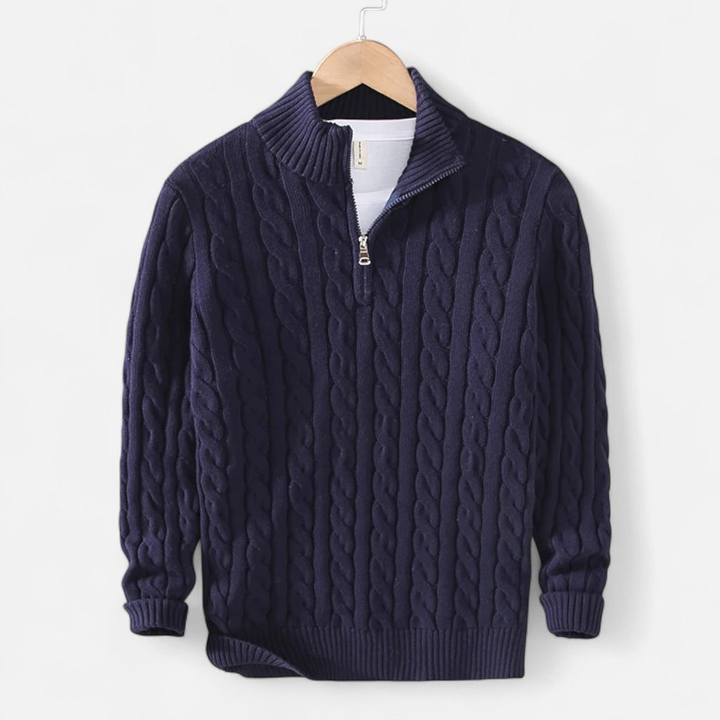 Vellouran | Men’s Cable-Knit Half Zip Sweater