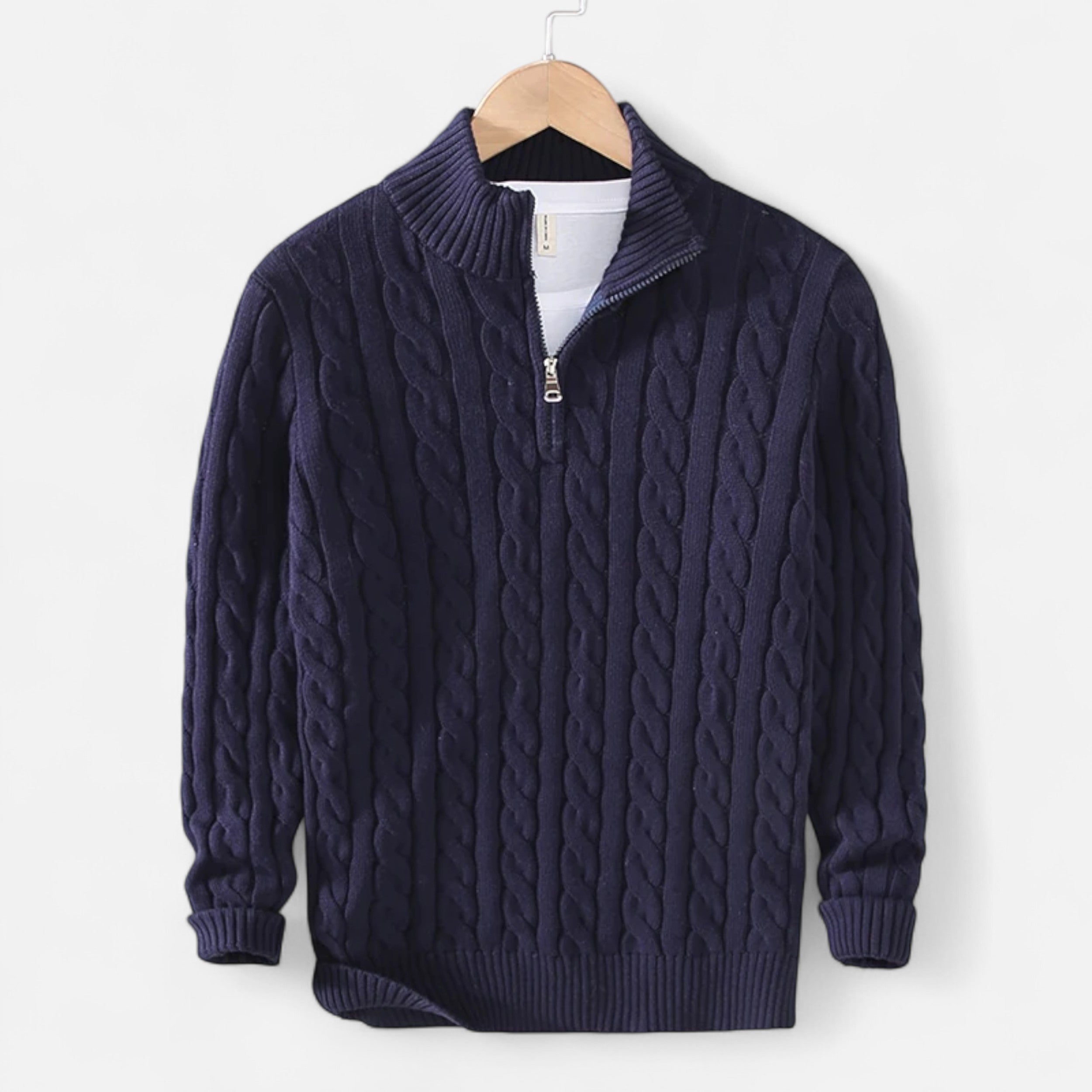 Vellouran | Men’s Cable-Knit Half Zip Sweater