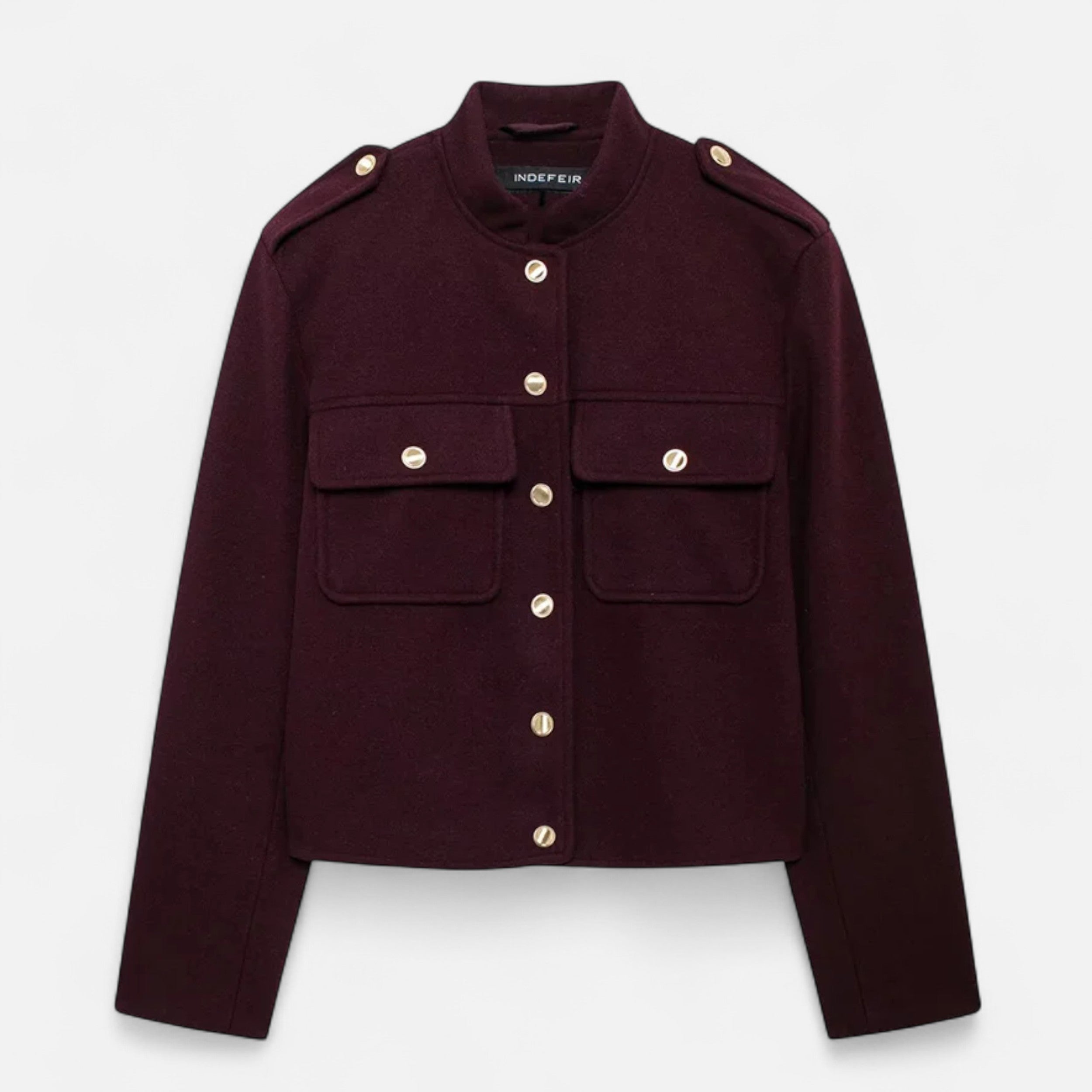 Vellouran | Women’s Burgundy Military-Style Cropped Jacket