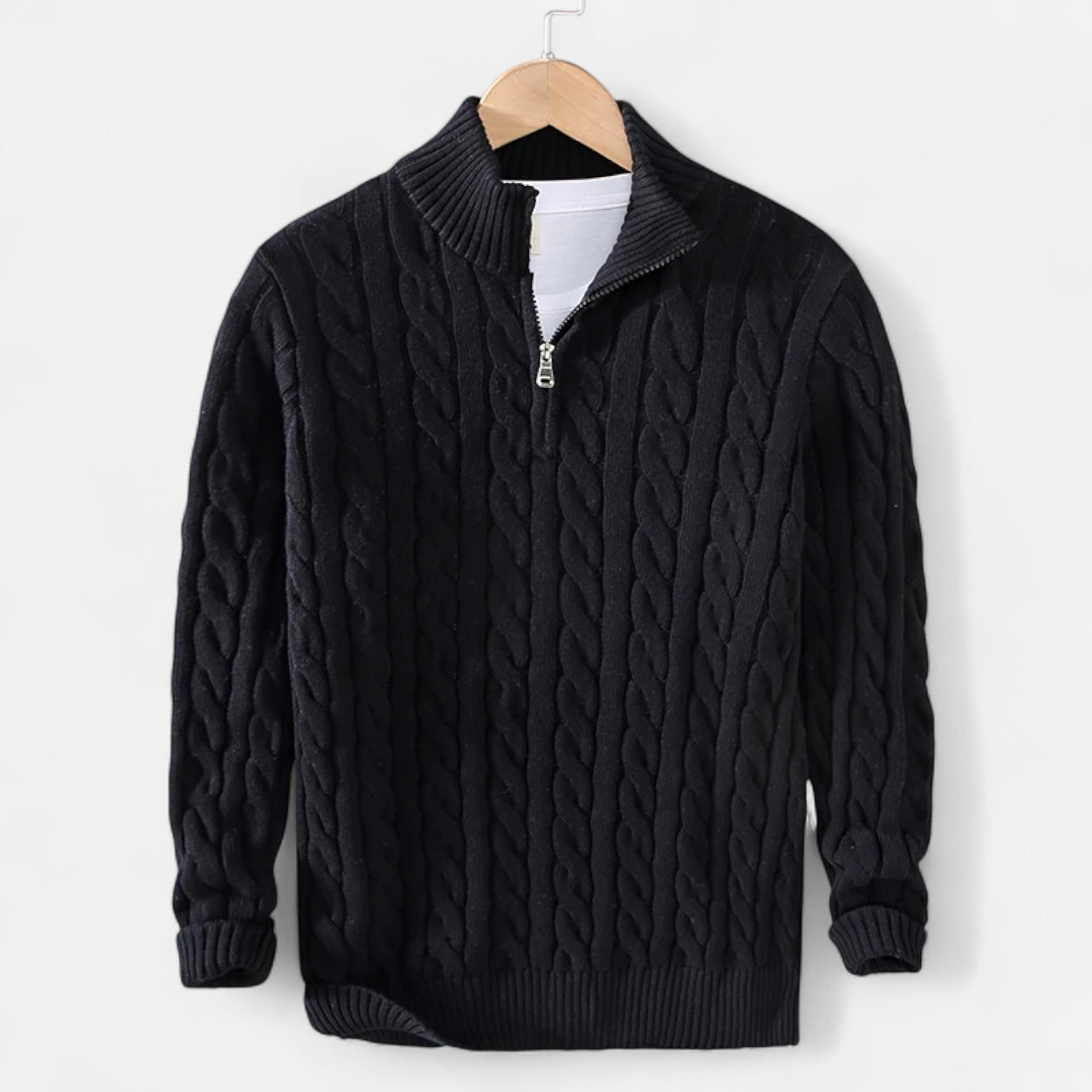 Vellouran | Men’s Cable-Knit Half Zip Sweater