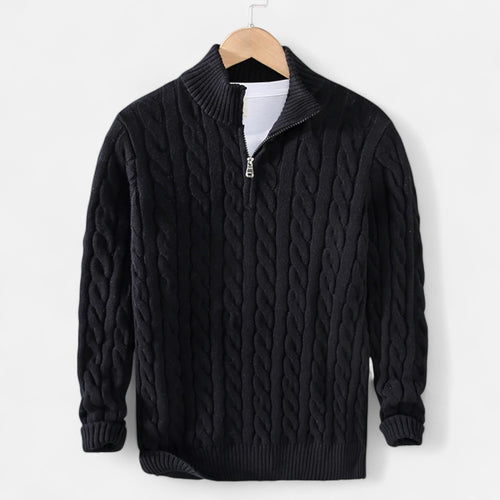 Vellouran | Men’s Cable-Knit Half Zip Sweater