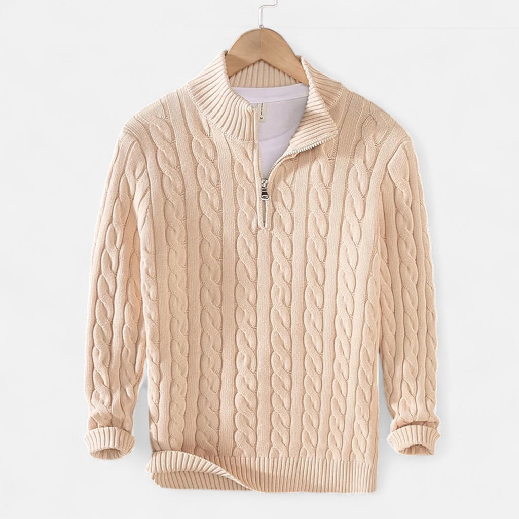 Vellouran | Men’s Cable-Knit Half Zip Sweater