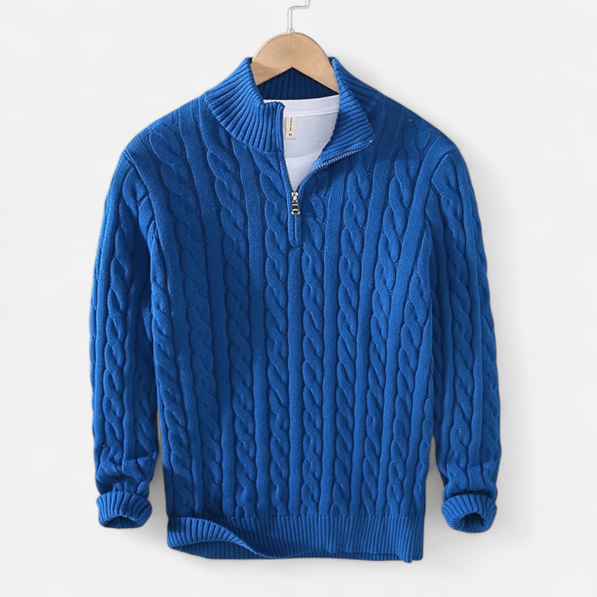Vellouran | Men’s Cable-Knit Half Zip Sweater