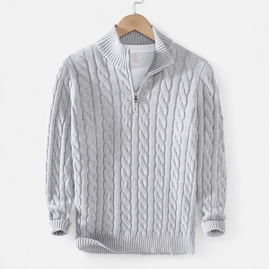 Vellouran | Men’s Cable-Knit Half Zip Sweater