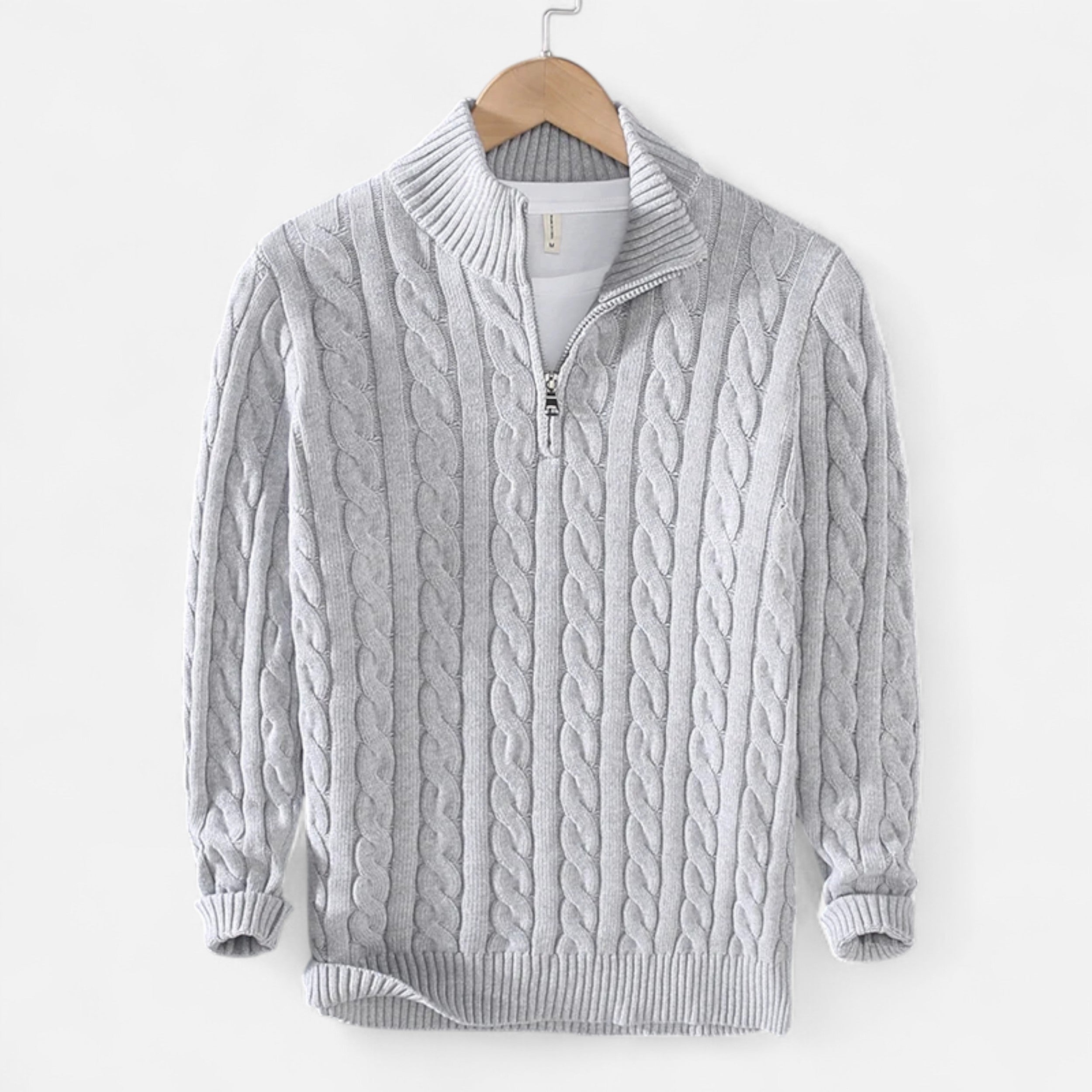 Vellouran | Men’s Cable-Knit Half Zip Sweater