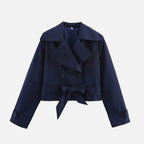 Vellouran | Women's Cropped Belted Spring Trenchcoat