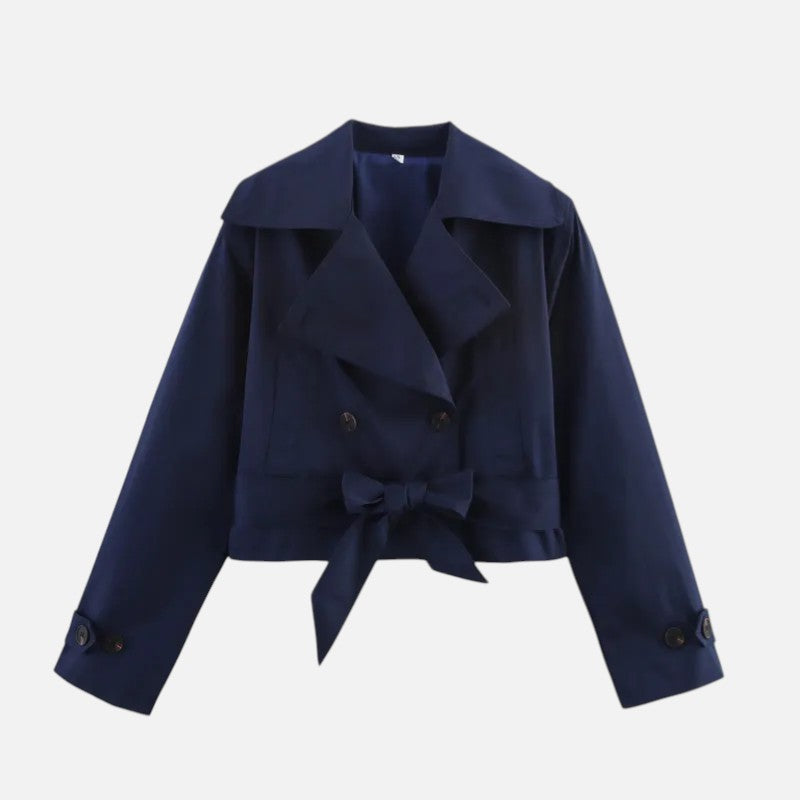 Vellouran | Women's Cropped Belted Spring Trenchcoat