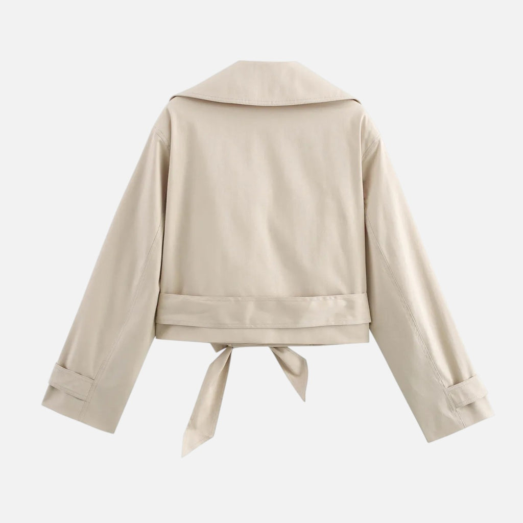 Vellouran | Women's Cropped Belted Spring Trenchcoat