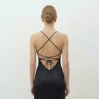 Vellouran | Women's Maxi Dress with Thin Straps and Open Back