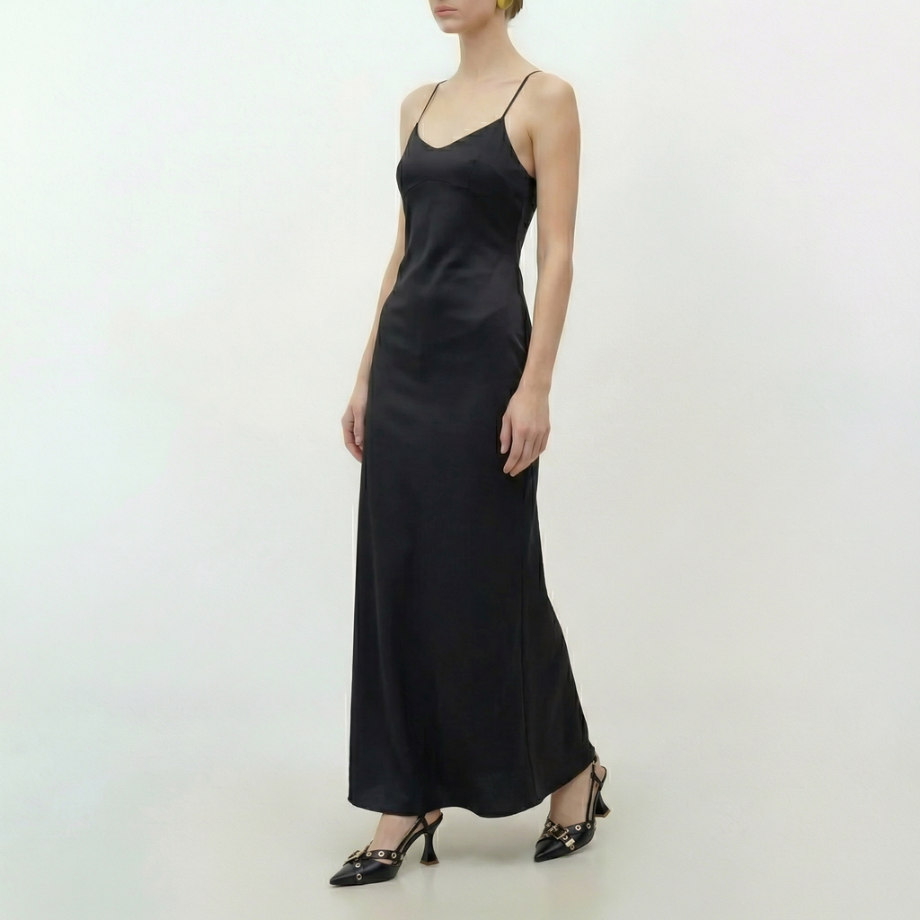 Vellouran | Women's Maxi Dress with Thin Straps and Open Back
