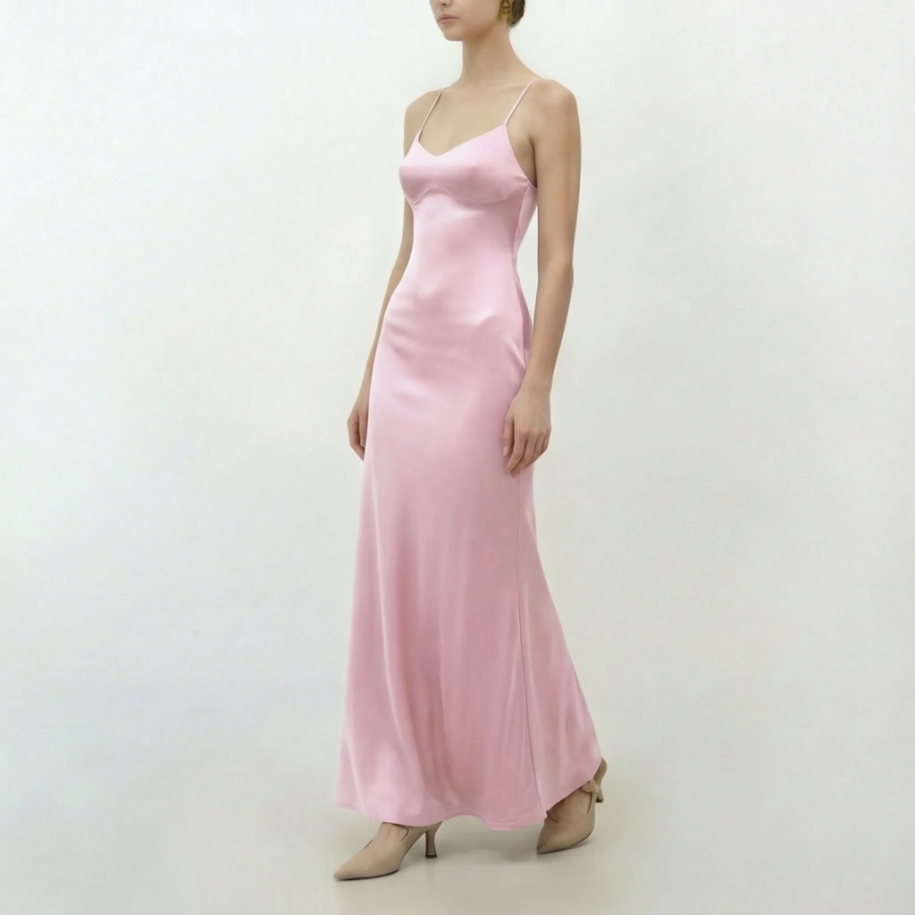 Vellouran | Women's Maxi Dress with Thin Straps and Open Back