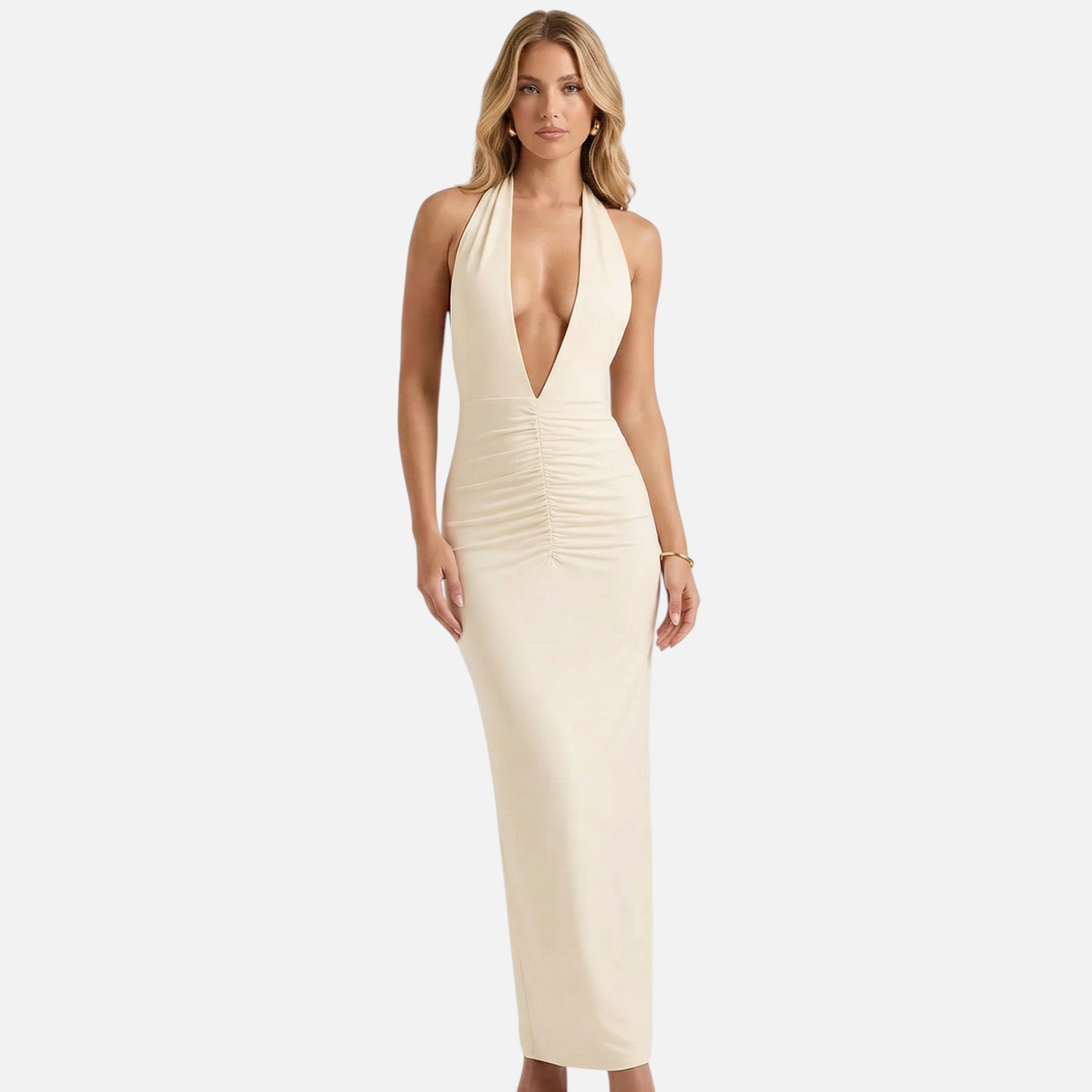 Vellouran | Women's Maxi Dress with Deep V Neckline