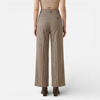 Vellouran | Women's Plaid High Waste Wide Leg Trousers