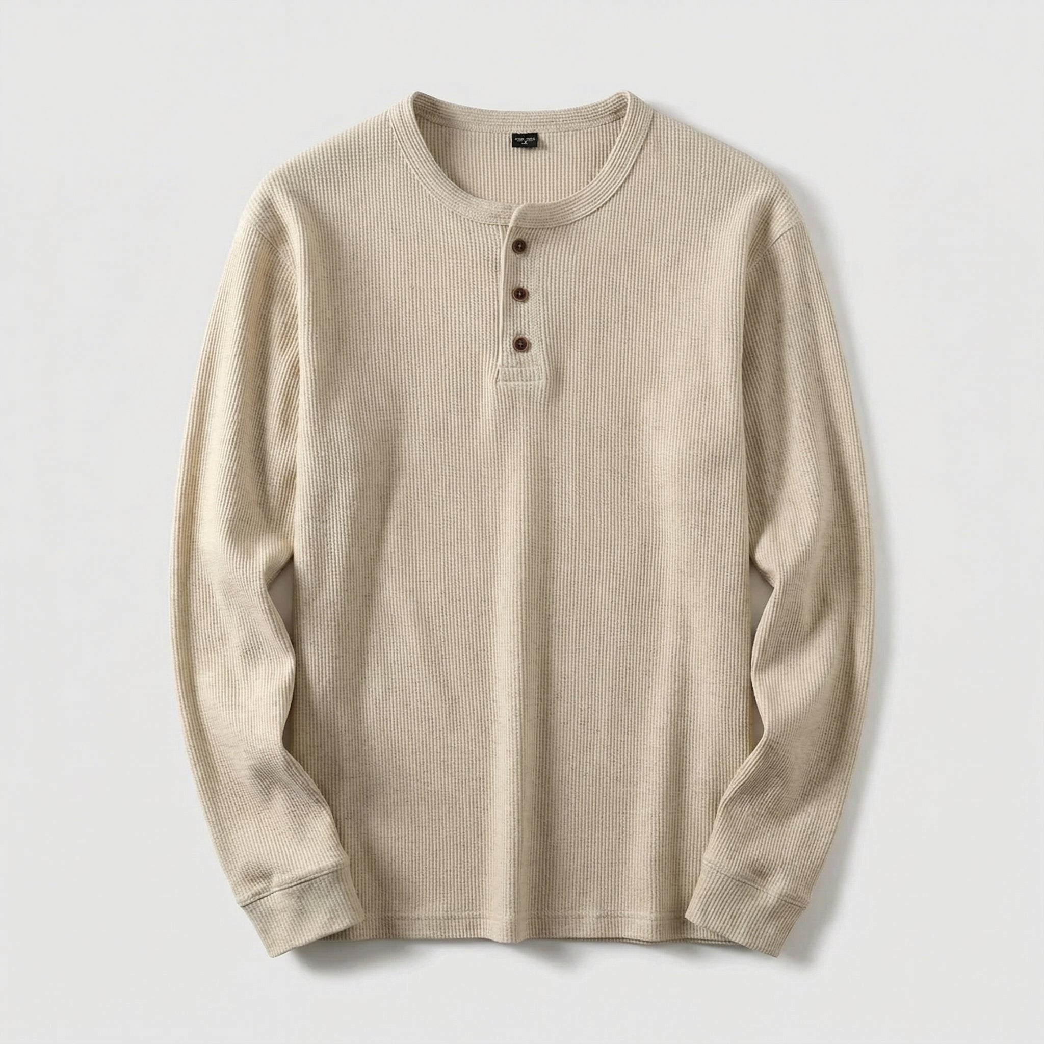 Vellouran | Men's Waffle Knit Henley Long Sleeve