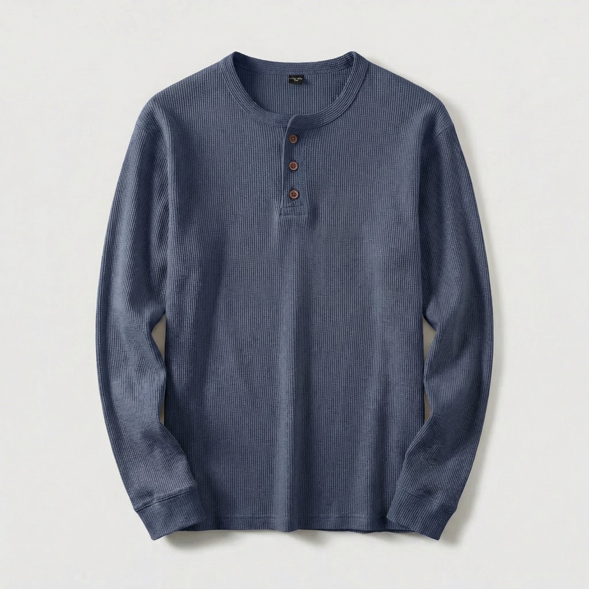 Vellouran | Men's Waffle Knit Henley Long Sleeve
