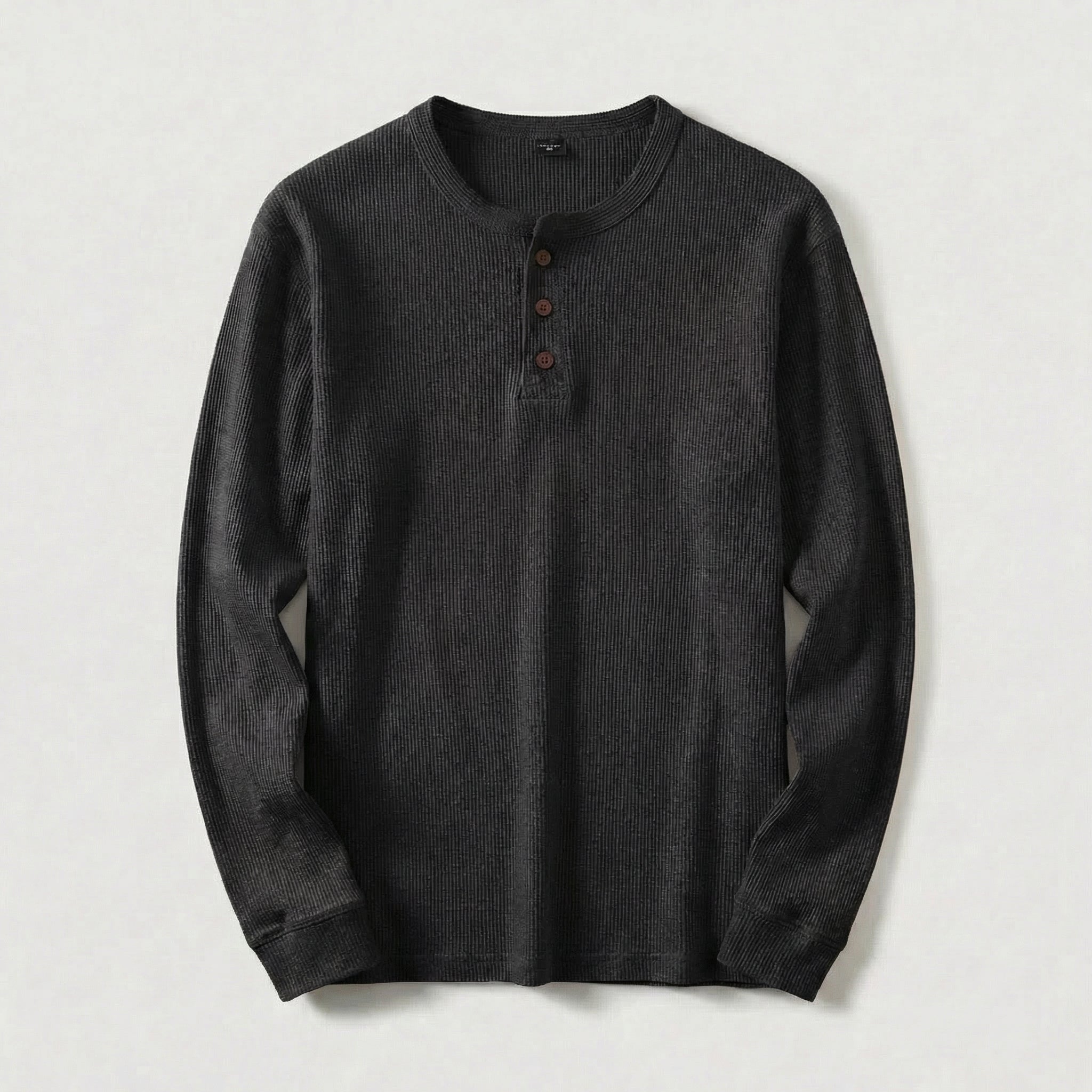 Vellouran | Men's Waffle Knit Henley Long Sleeve