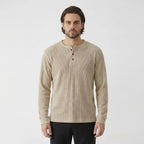 Vellouran | Men's Waffle Knit Henley Long Sleeve