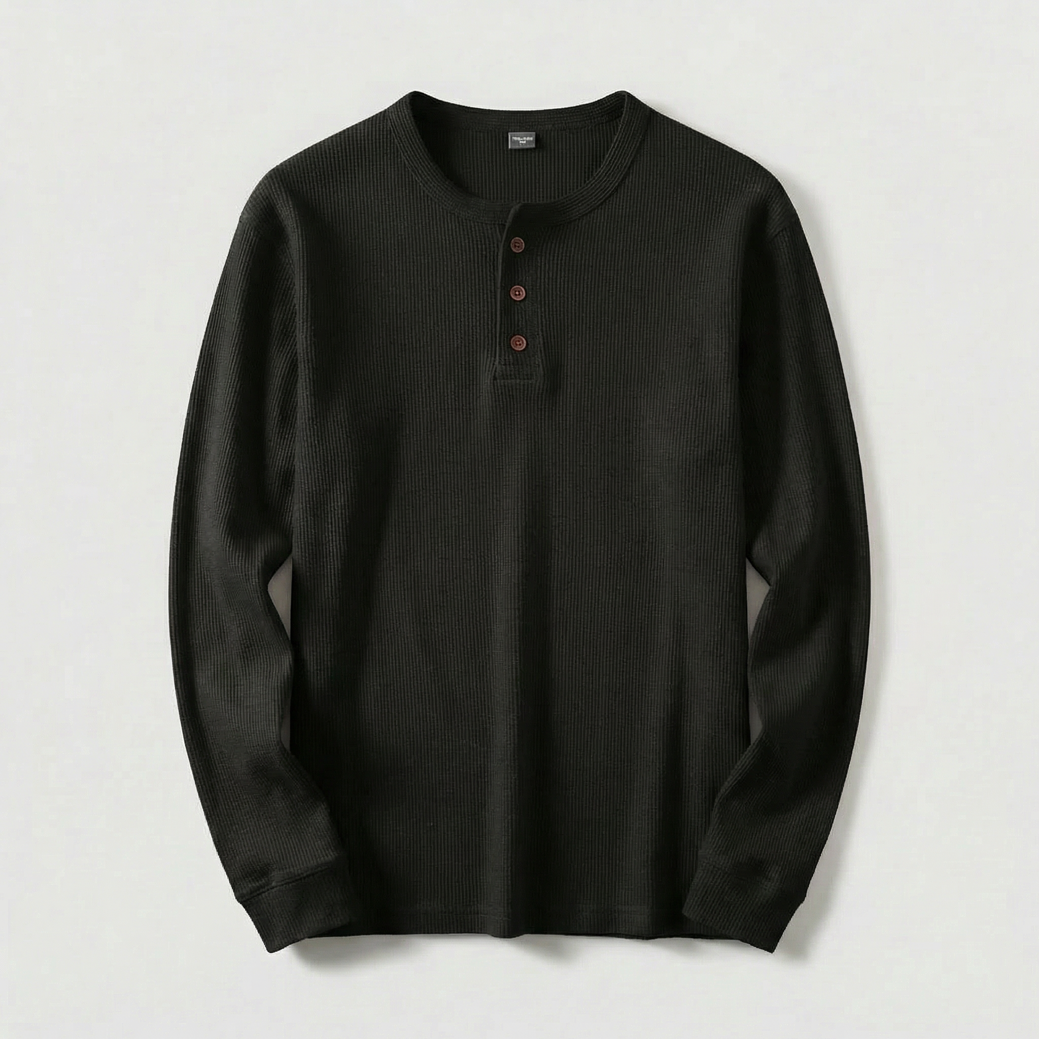 Vellouran | Men's Waffle Knit Henley Long Sleeve