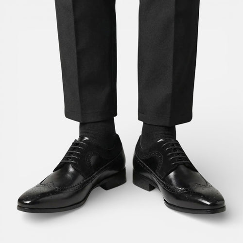 Vellouran | Men's Formal Oxford Dress Shoes with Glossy Look and Wingtip Detail