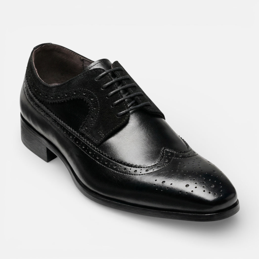 Vellouran | Men's Formal Oxford Dress Shoes with Glossy Look and Wingtip Detail
