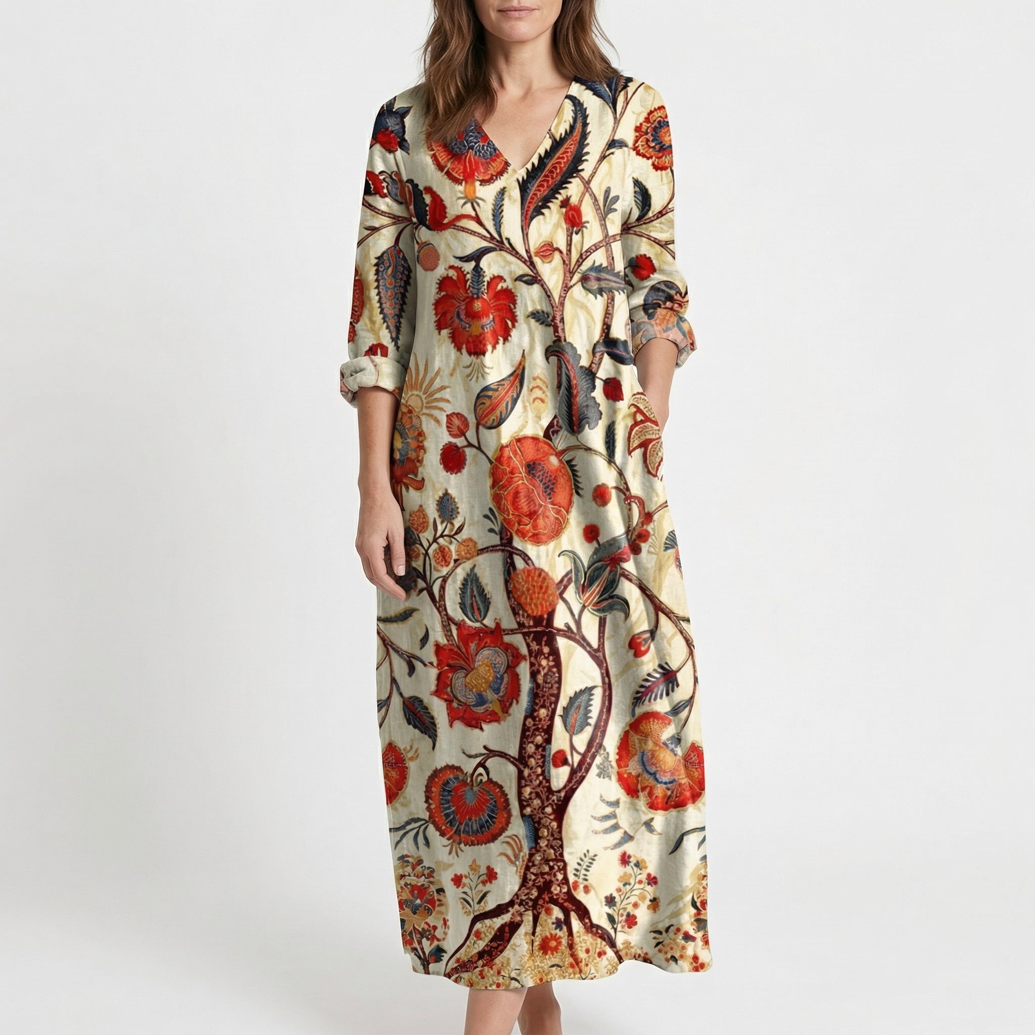 Vellouran | Women's Shirt Dress with Floral Pattern