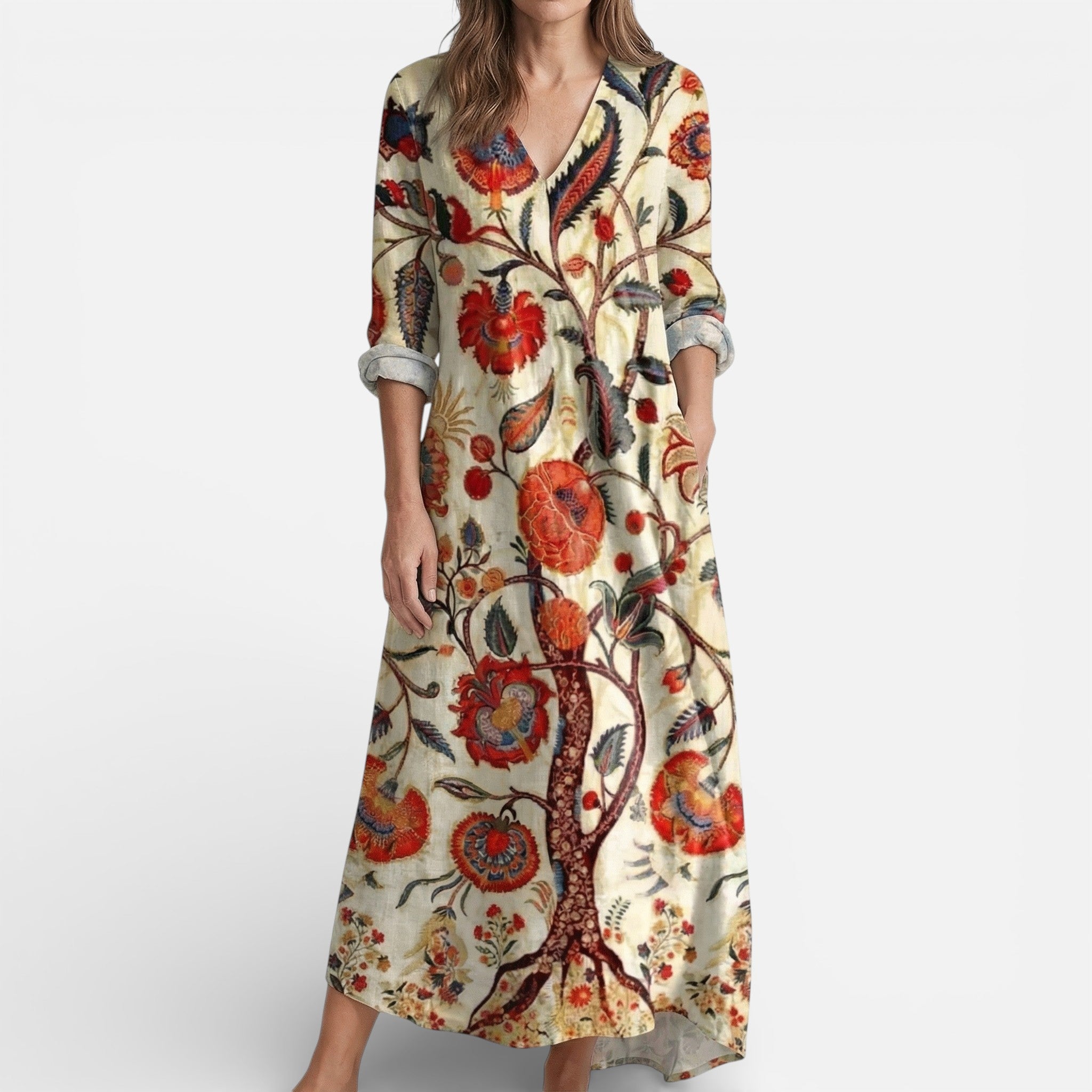 Vellouran | Women's Shirt Dress with Floral Pattern