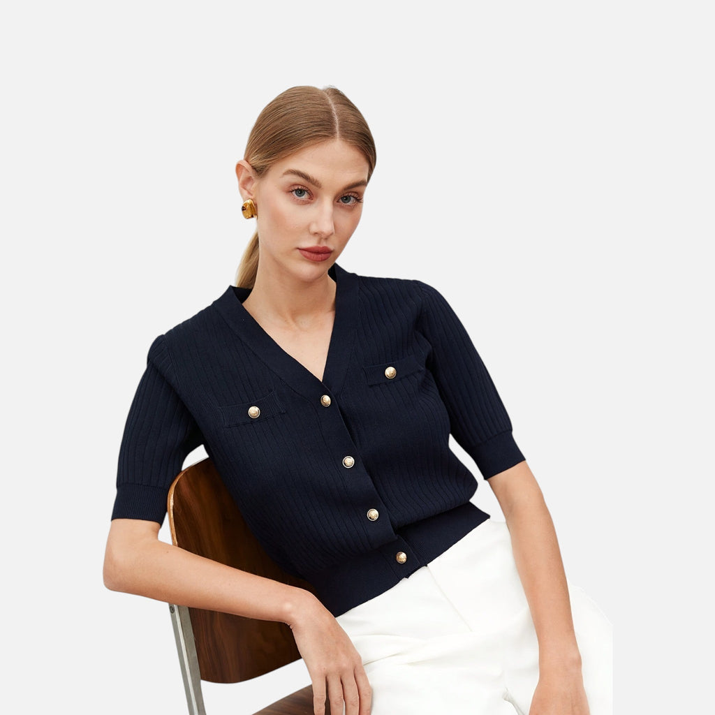 Vellouran | Women’s Short Sleeve V-Neck Cardigan