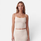 Vellouran | Women's Lace Two-Piece Set - Crop Top and Asymetrical Maxi Skirt