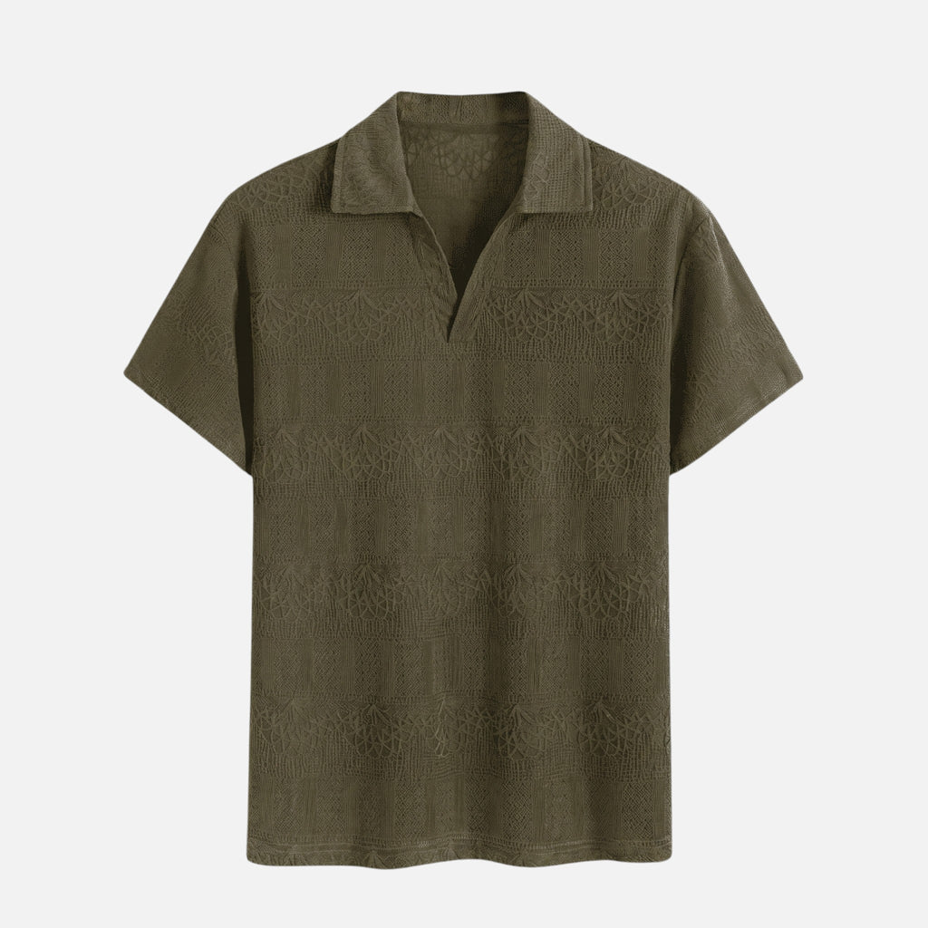 Vellouran | Men's Breathable Knitted Polo Shirt with Pattern