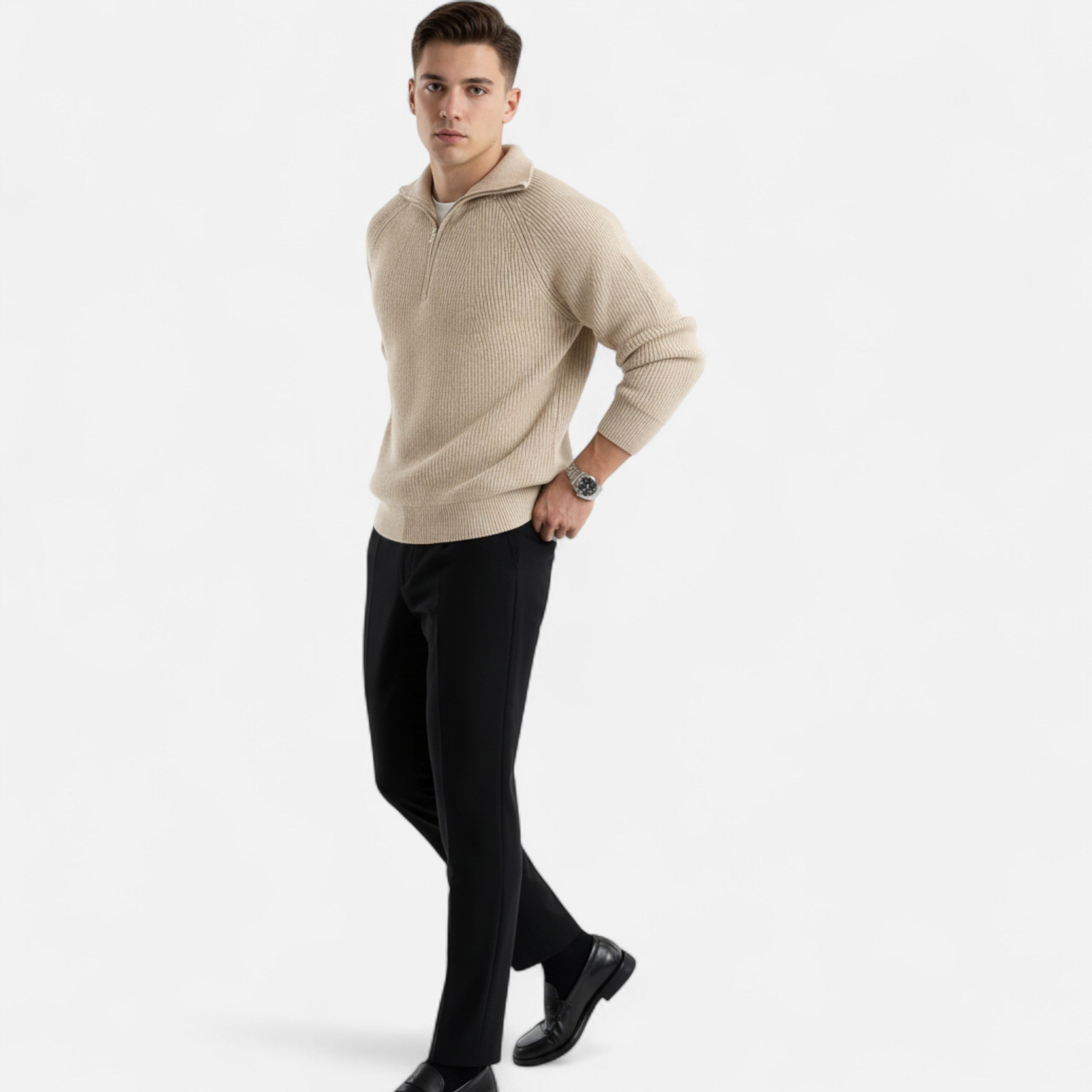 Vellouran | Men’s Relaxed Half Zip Knit Sweater
