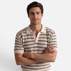Vellouran | Men's Striped Knit Polo Shirt