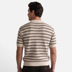 Vellouran | Men's Striped Knit Polo Shirt